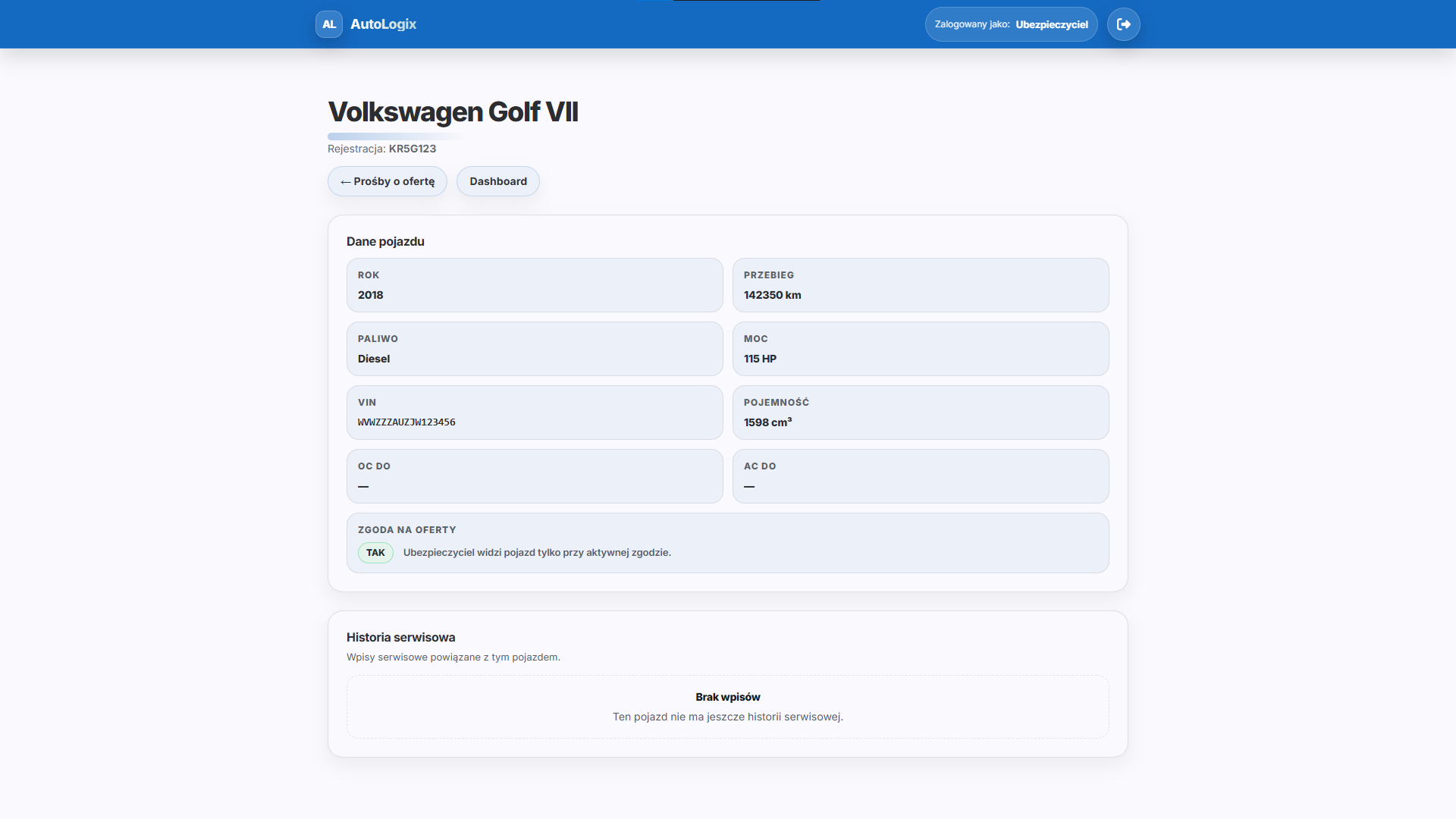 Vehicle details (insurer view)