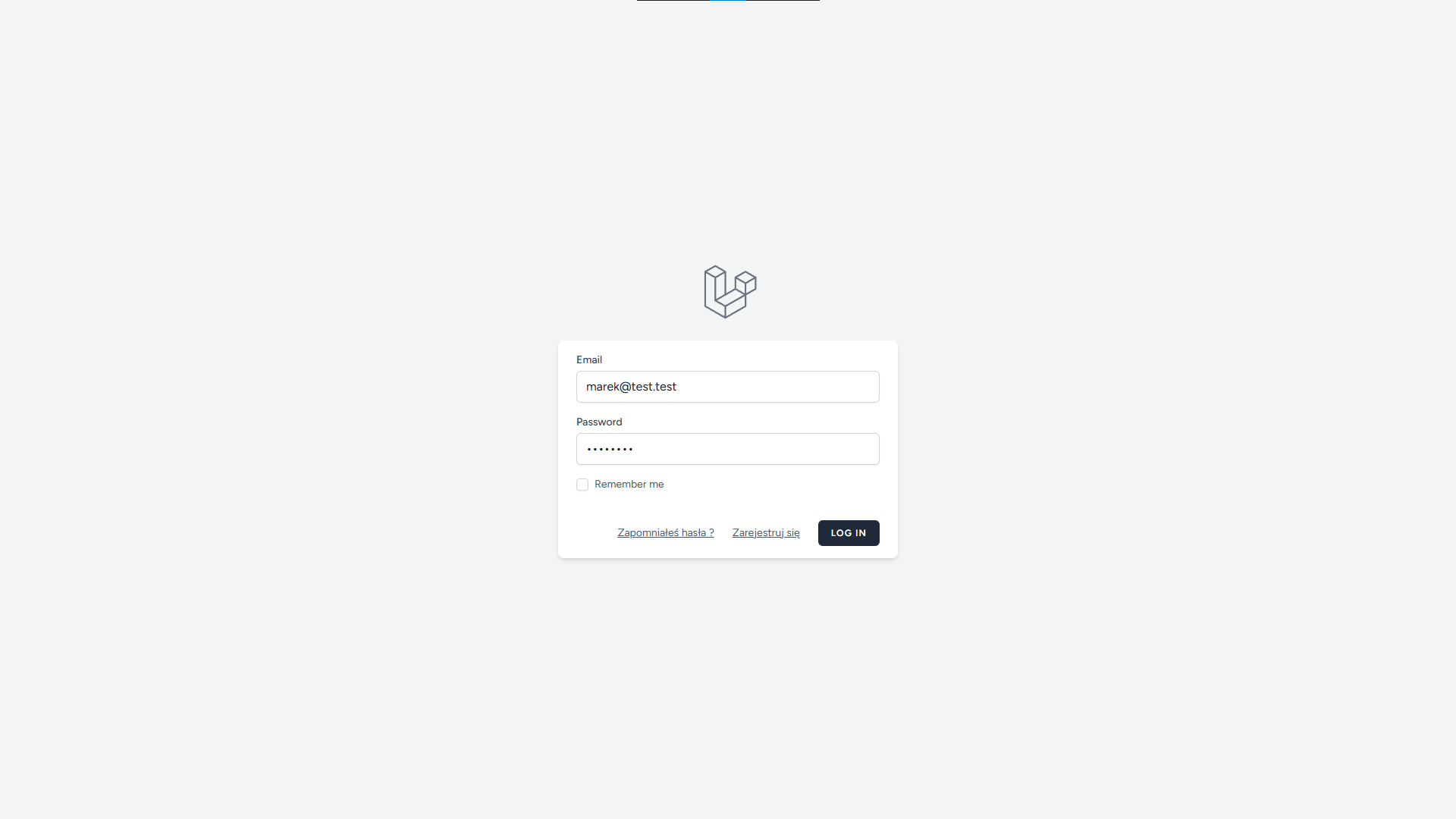 Application login screen